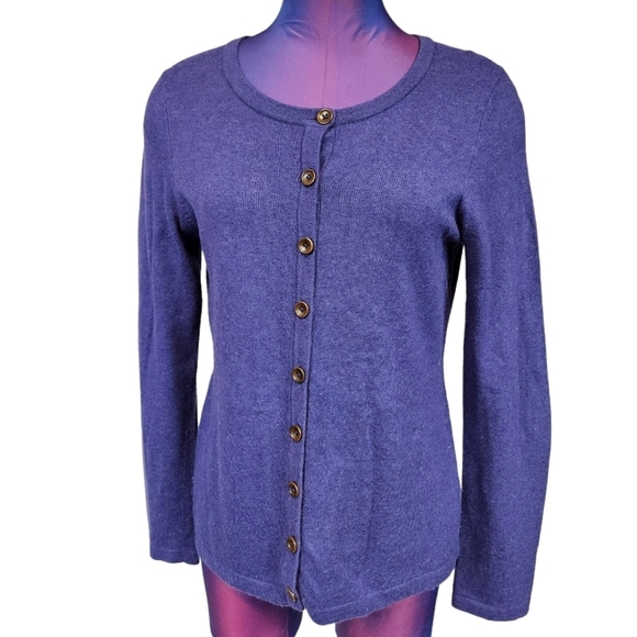 Boden Purple Cashmere Angora Blend Button Front Cardigan Size 12 Women's - Picture 1 of 9